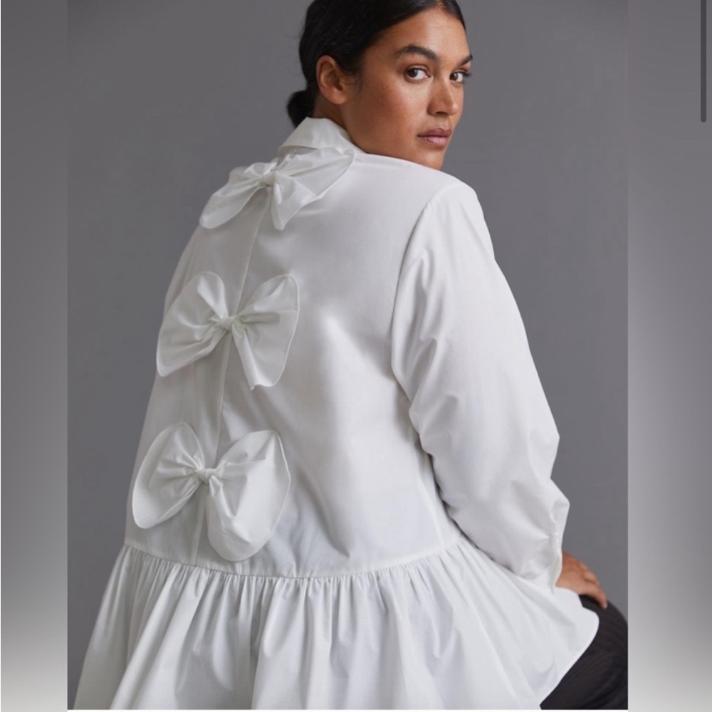 NWT Anthropologie x mare mare Bow-Back Tunic Blouse | Large | White